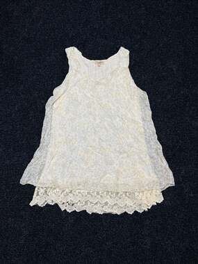 Via Signoria Womens Pastel Floral Silk Lace Lined Sleeveless Tank Top Size L Cot